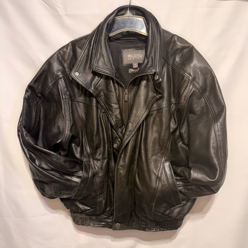 Wilsons Leather Black Men's XL Leather Bomber Jacket w/ Thinsulate Liner
